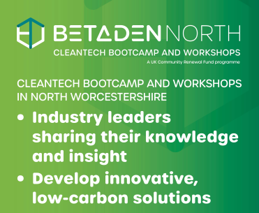Infographic: BetaDen North cleantech bootcamp and workshops in north Worcestershire. Industry leaders sharing their knowledge and insight. Develop innovative low-carbon solutions.