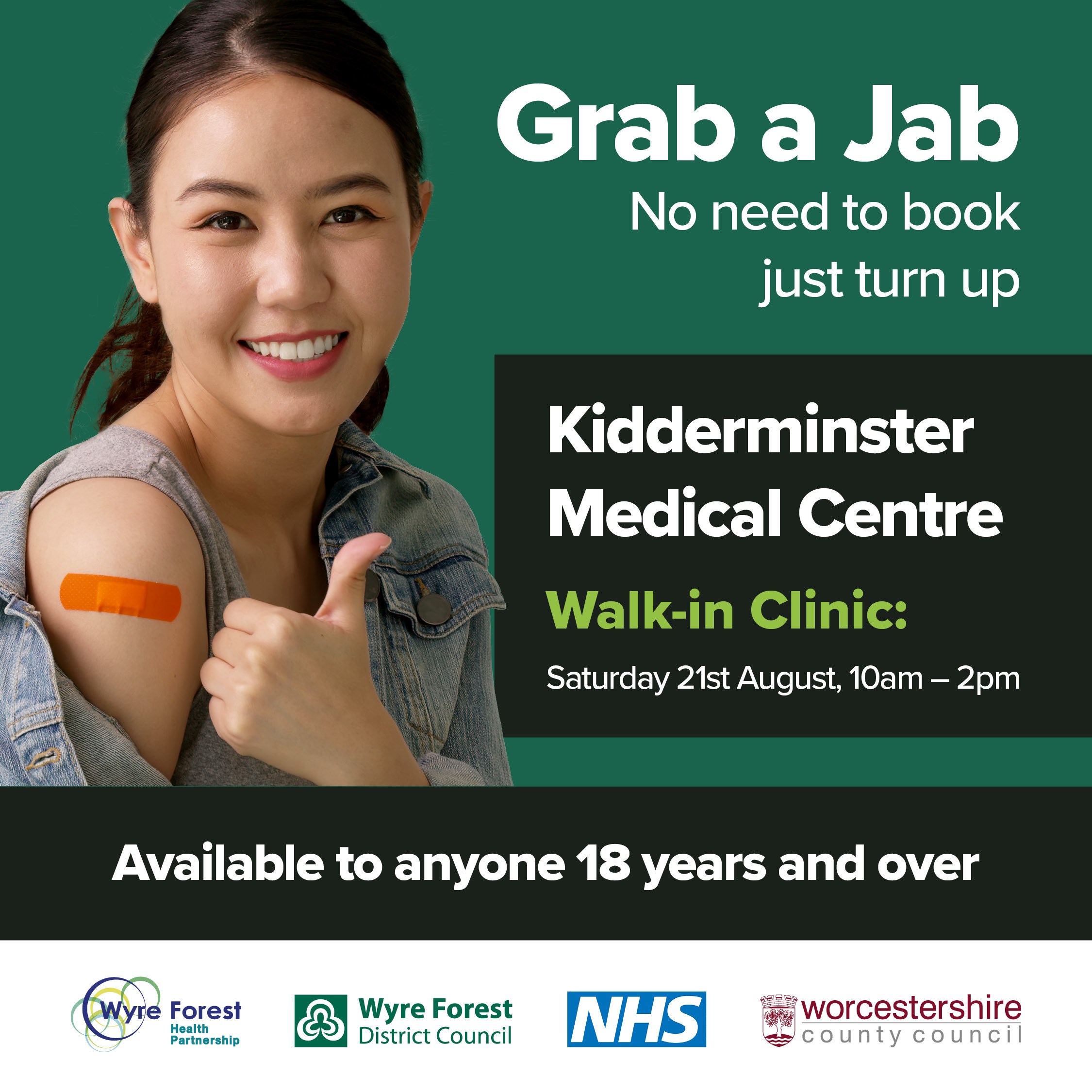 Grab a Jab, Kidderminster Medical Centre, 10am to 2pm