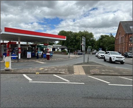 petrol station on road junction