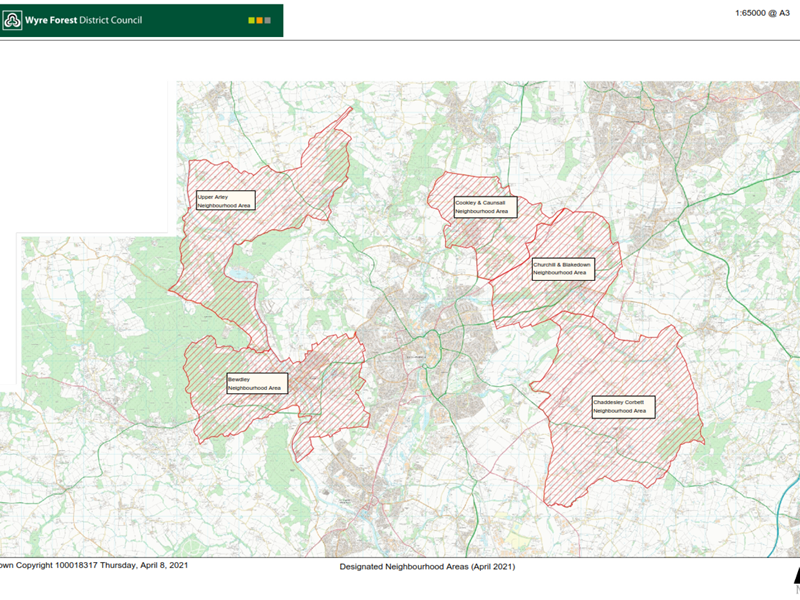 Map showing neighbourhood plan areas within Wyre Forest