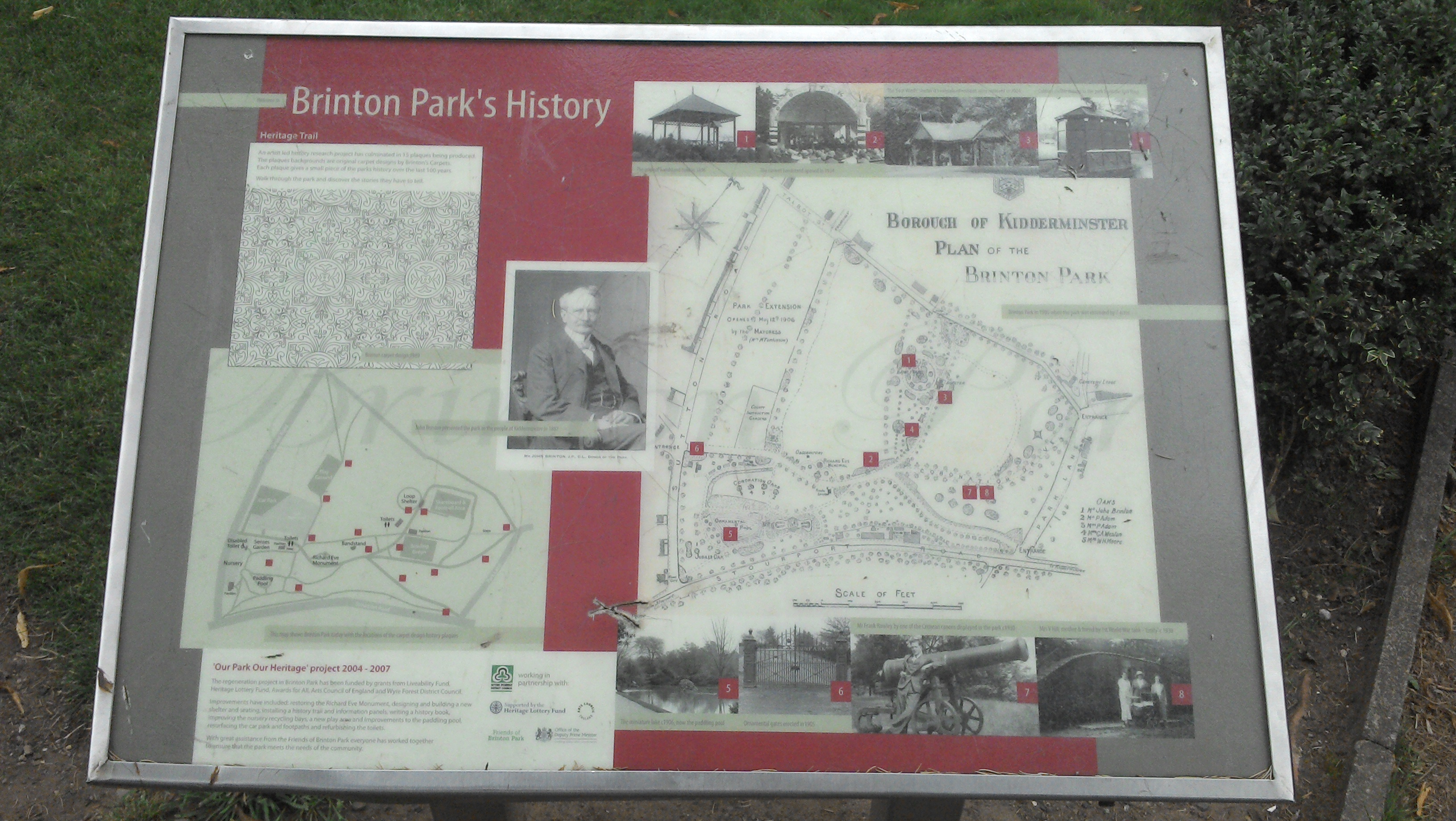 A board with local historical informatio on about the park