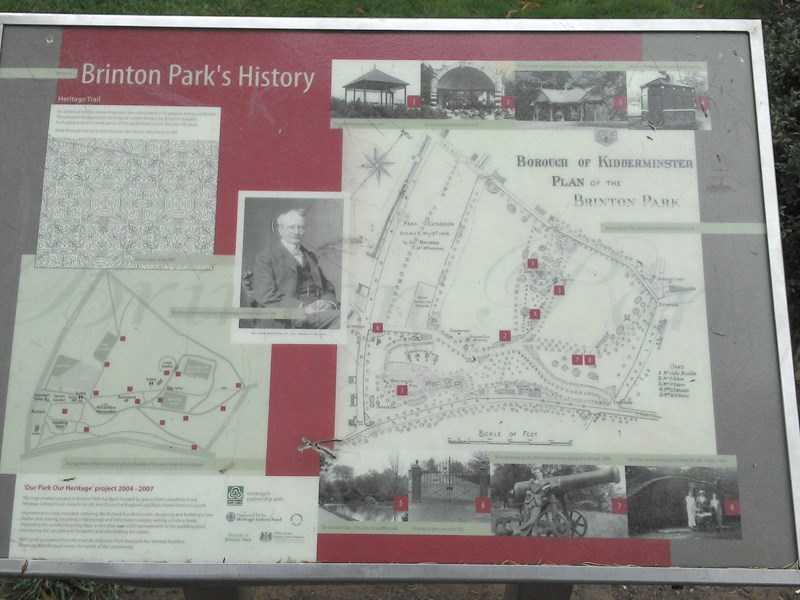 A board with local historical informatio on about the park