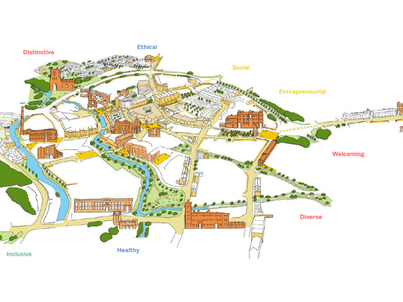 A drawing of Kidderminster town centre