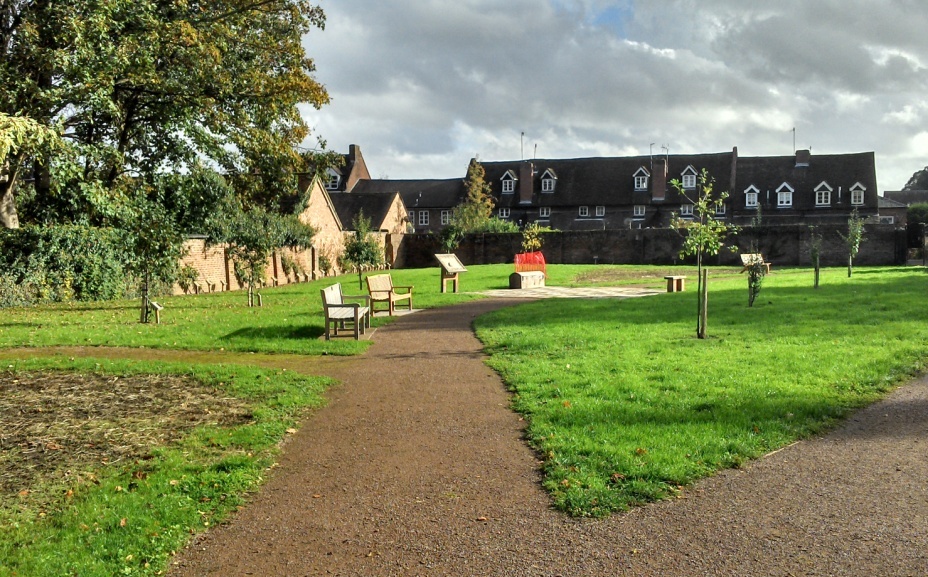 A children's games area located int he public gardens