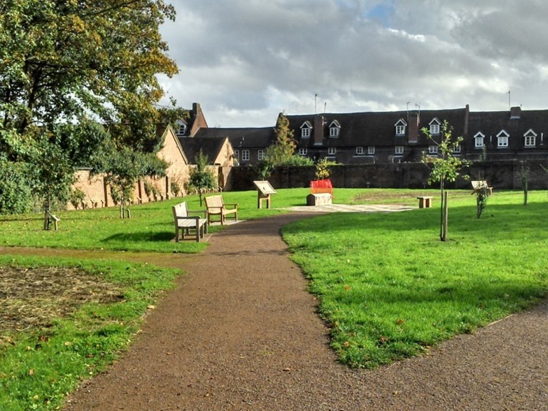 A children's games area located int he public gardens