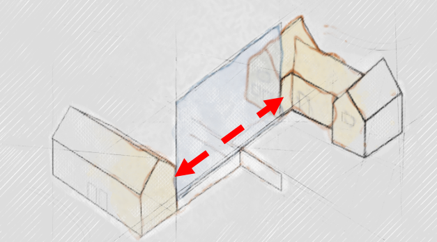 Demonstration of separation distances for two storey buildings