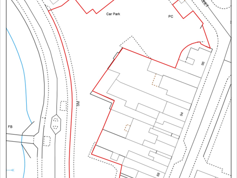 map plan showing car park with red border