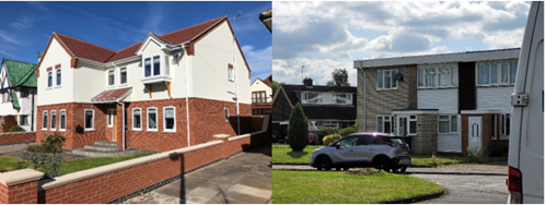 2 images of different house frontages