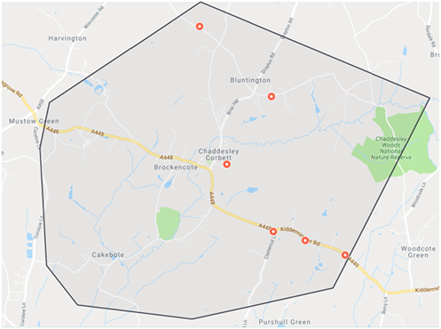 Map of Chaddesley Corbett parish
