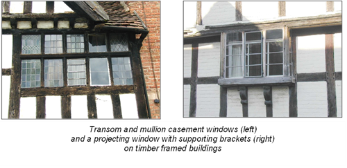 close up on timber framed windows