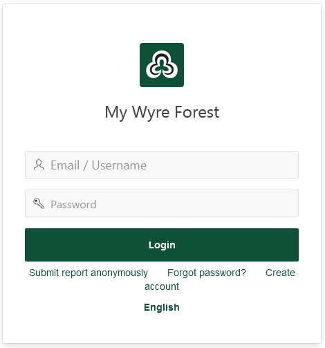My Wyre Forest login screenshot