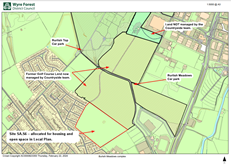 map showing different areas of green space divided up into parcels of land