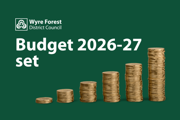 stacks of gold coins increasing in size, with text reading: Budget set 2026-27