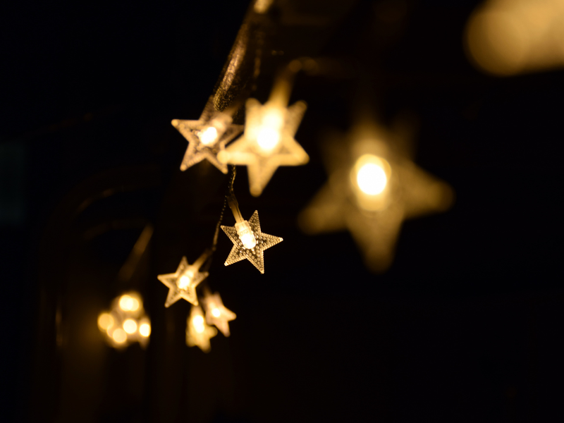 golden coloured star christmas lights