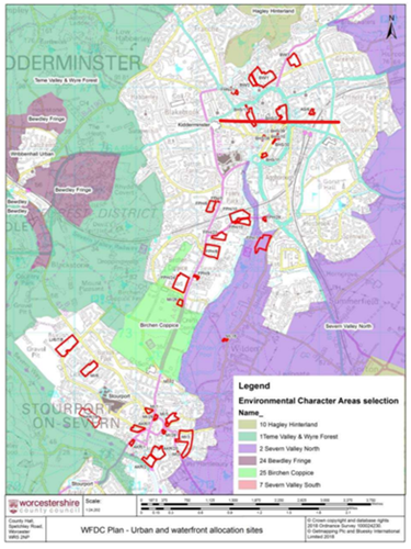 map showing environmental character areas