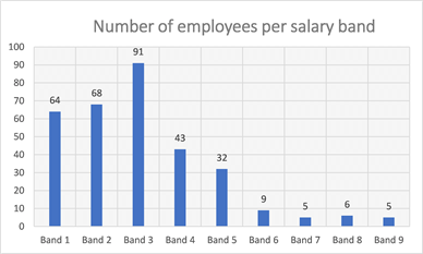 bar graph of employees per salary band