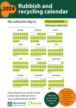 thumbnail image of calendar showing alternating weeks for rubbish and recycling collections