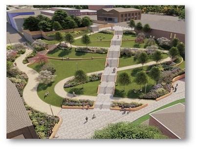 artist's impression of urban park