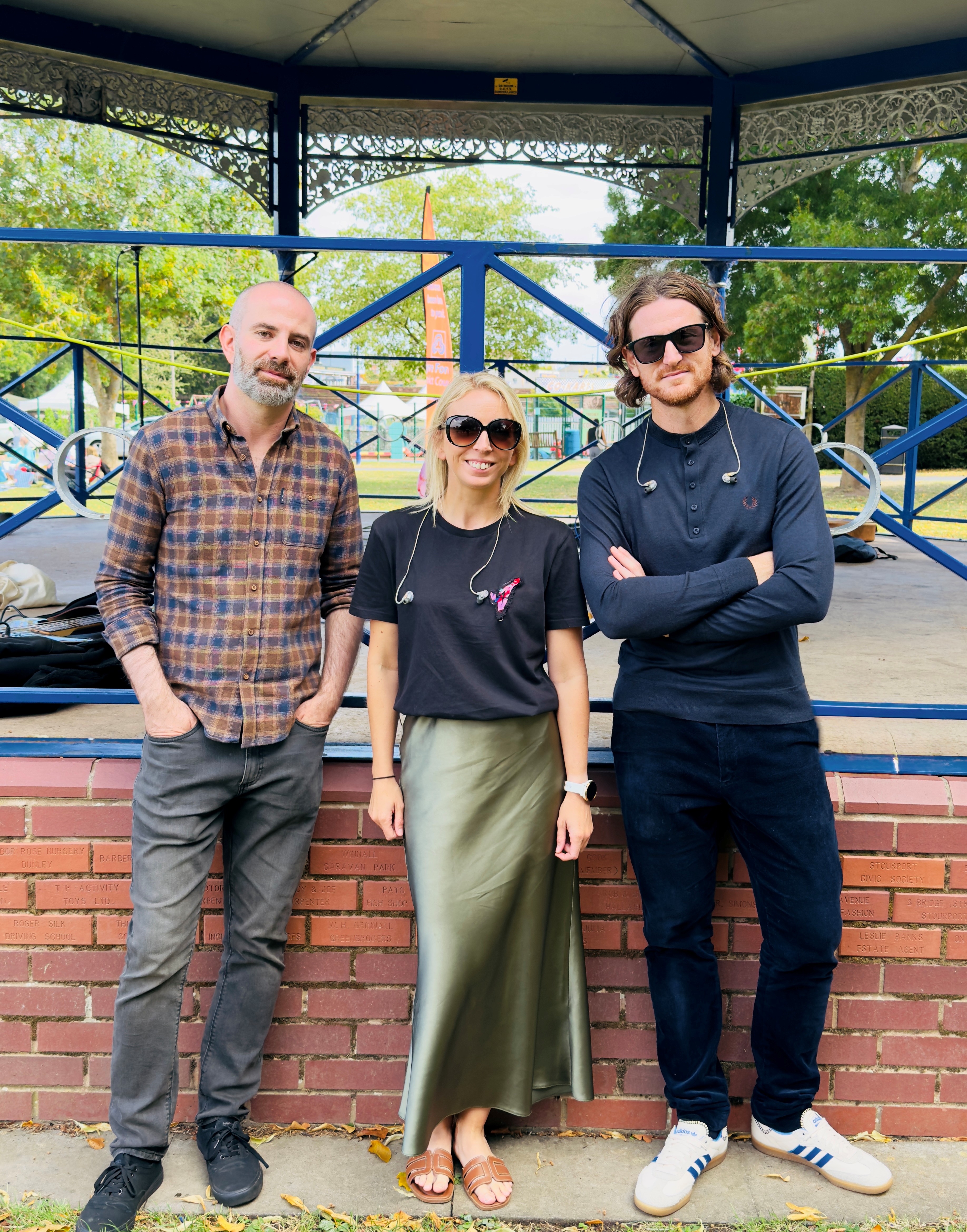  Sunset Levels - an acoustic 3 piece band  - standing in front of the bandstand at Stourport 