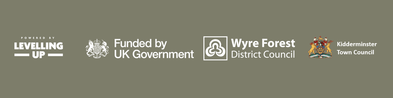 4 logos uk government levelling up kidderminster town council wyre forest district council