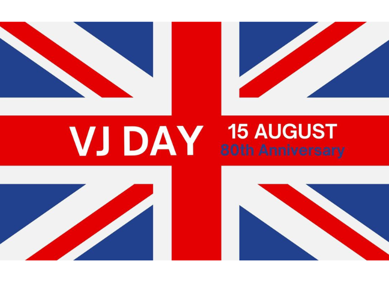 graphic of flag with words VJ Day words