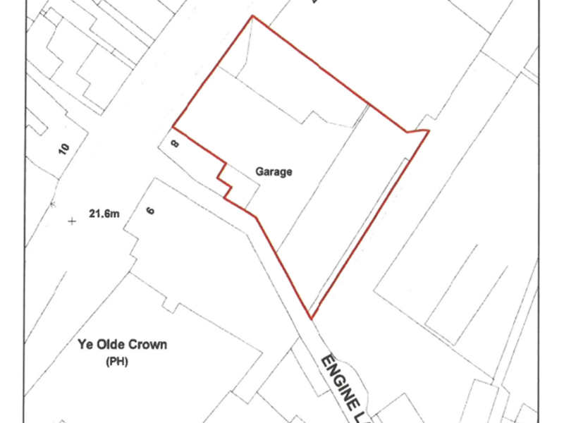 map showing car park edged in red
