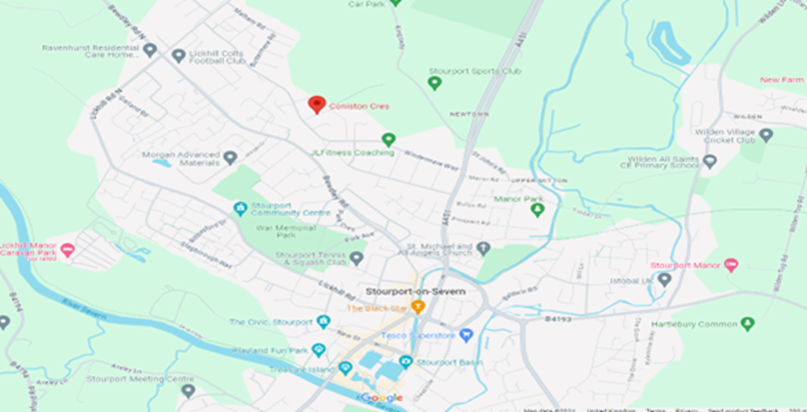 colour map showing town area