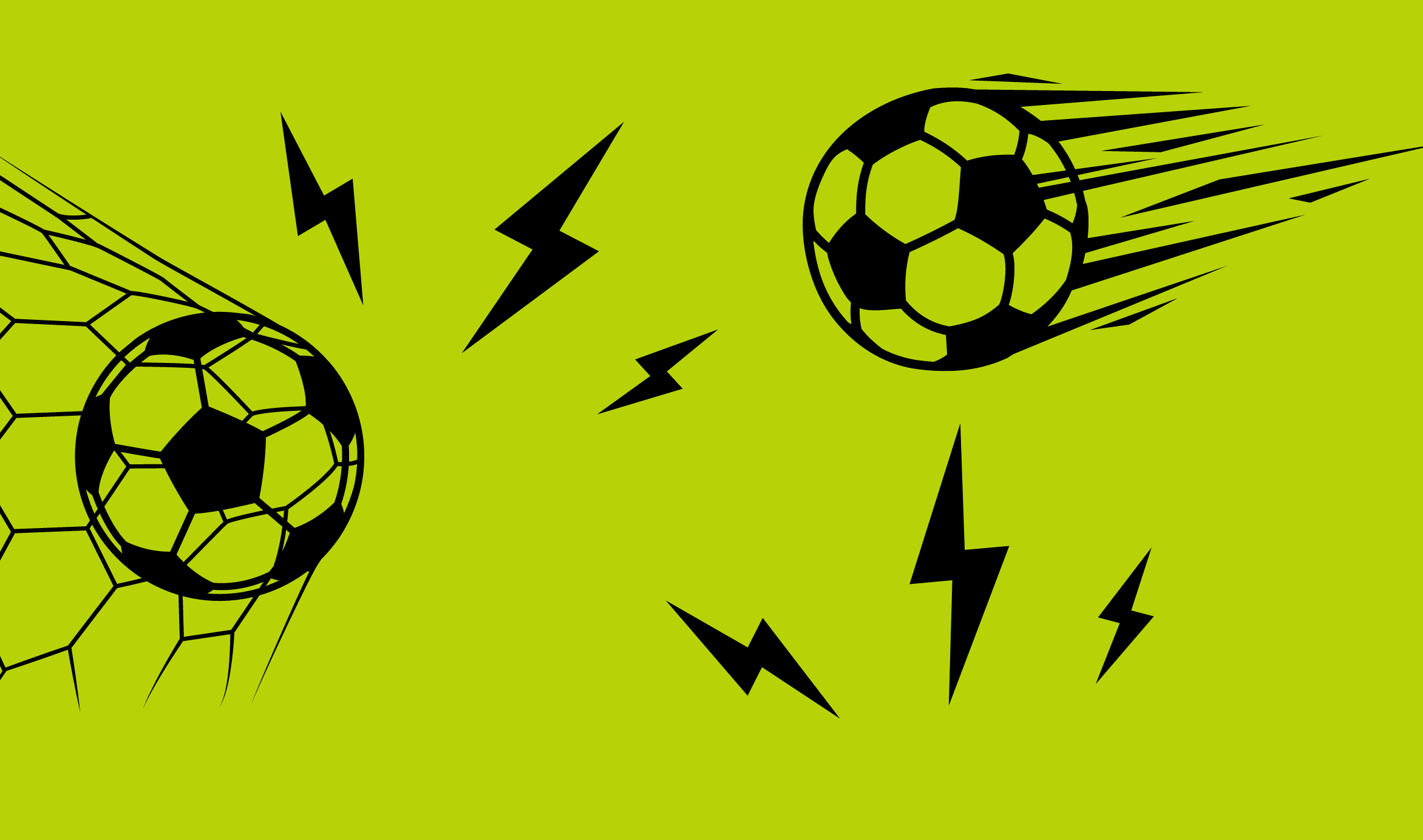 image of two footballs on a green background