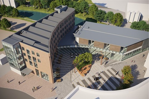Aerial view artist impression image of Piano Building