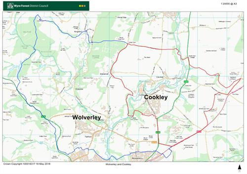 Crown Copyright image of map showing Wolverley and Cookley ward boundaries