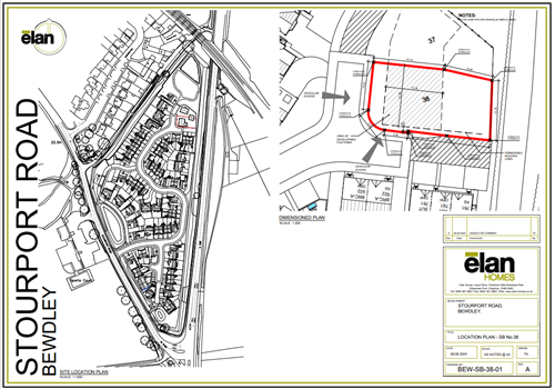 map of land with borders at plot 38 as described in text