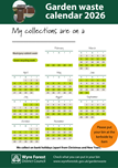 Downloadable garden waste calendar for 2026 collections with each week marked to identify if collected on a rubbish or recycling week