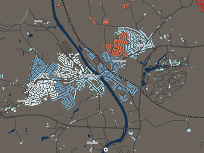 map indicating areas of deprivation across Bewdley