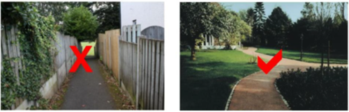 side by side images of different footpaths