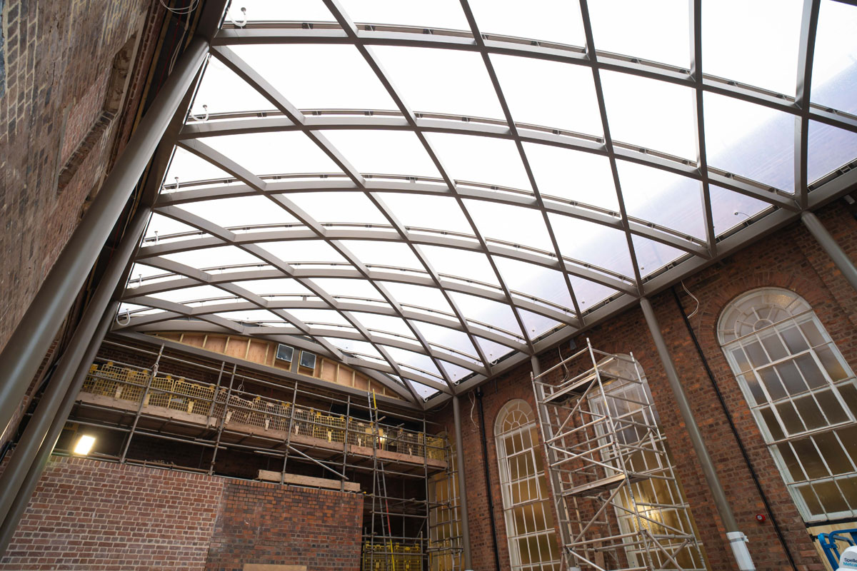 The new glass roof at Kidderminster Town Hall