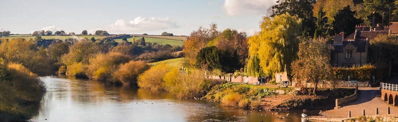 scenic riverside autumnal