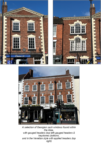 3 examples of ornate windows on brick buildings