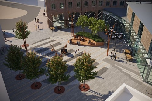 Aerial view artist impression image of Piano Building