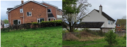 side by side photos of 2 houses