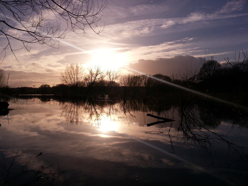 sunset over wetland