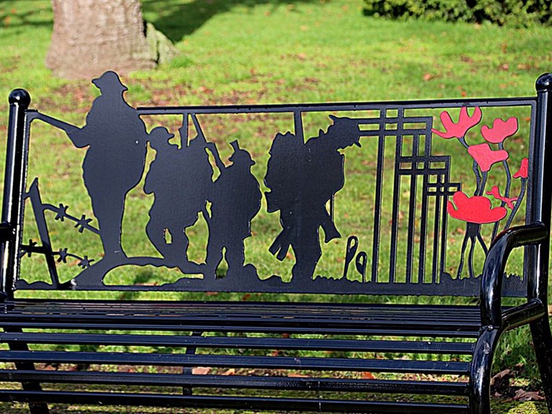Rememberance bench located in the parks