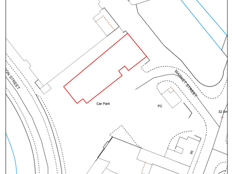map with car park edged in red
