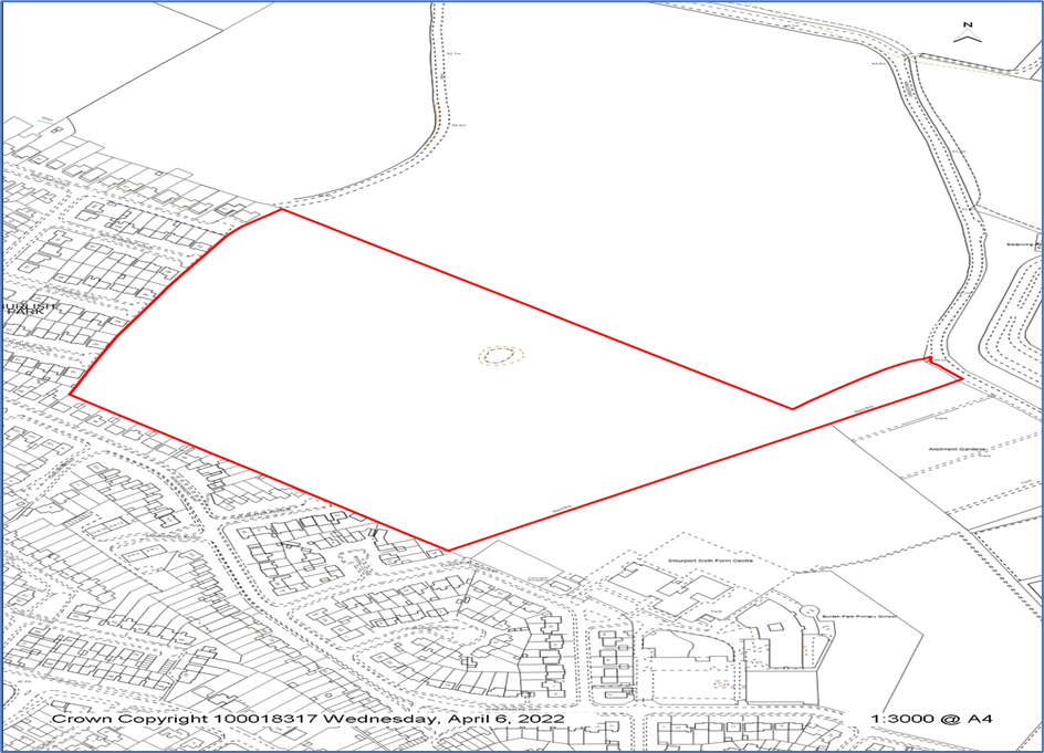 line map with large area outlined in red