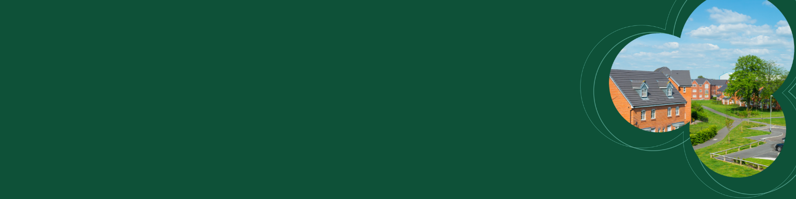 generic housing estate image through cut out in dark green background