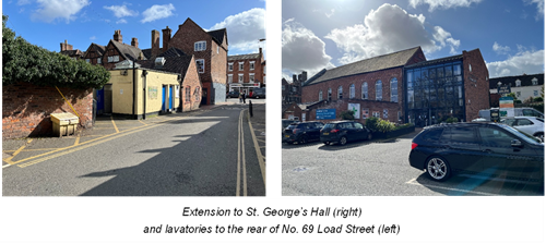 2 photos of extended buildings