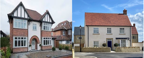 2 house frontages in different styles