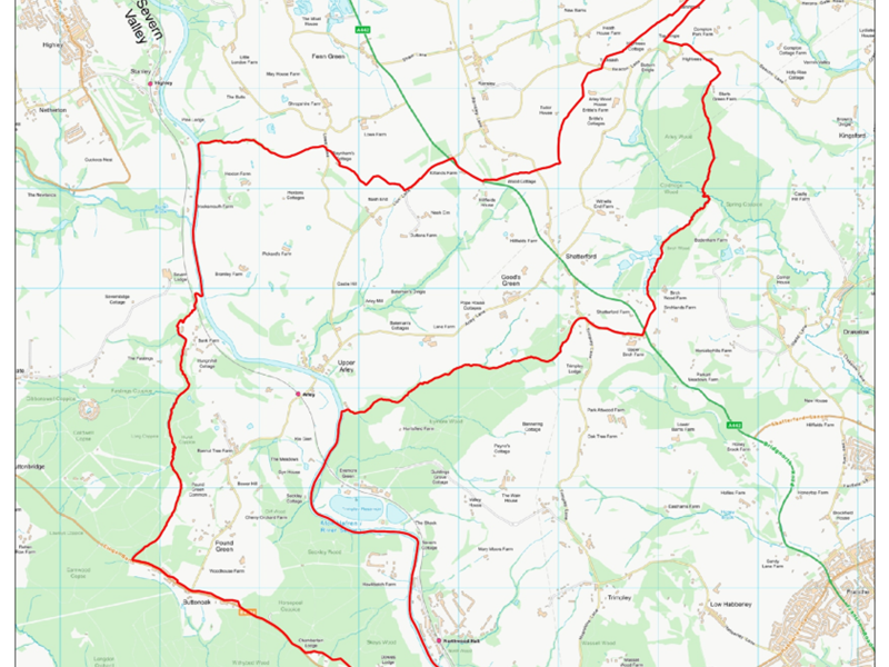 Map showing boundary of upper arley neighbourhood plan area