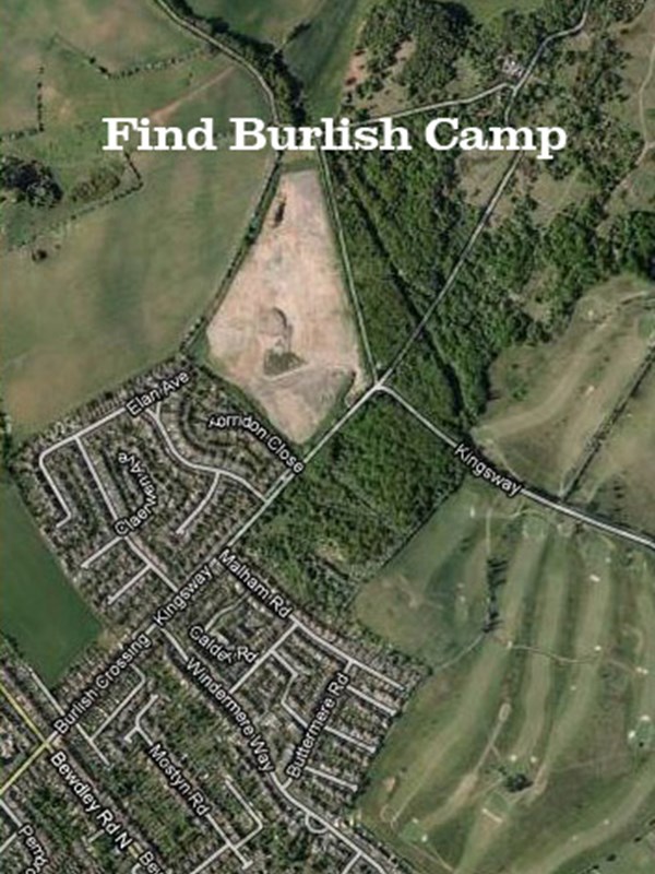 recent ariel photo with find burlish camp printed over the top