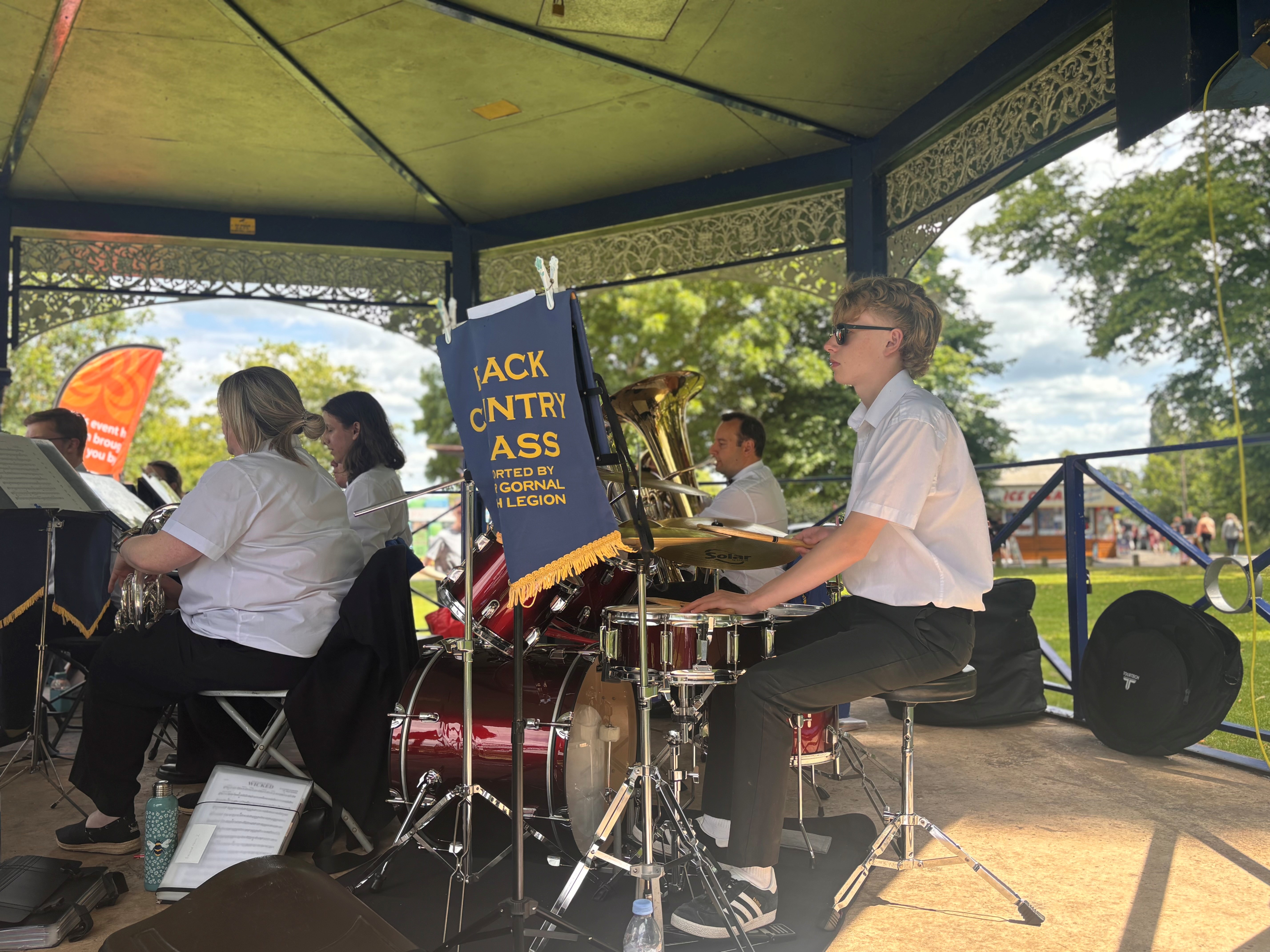 Photo of Black Country Brass band playing in the bandstand at Stourport Riverside