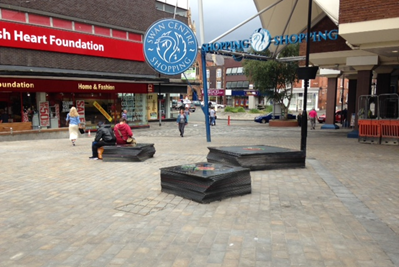 Centre of town with shops and display area